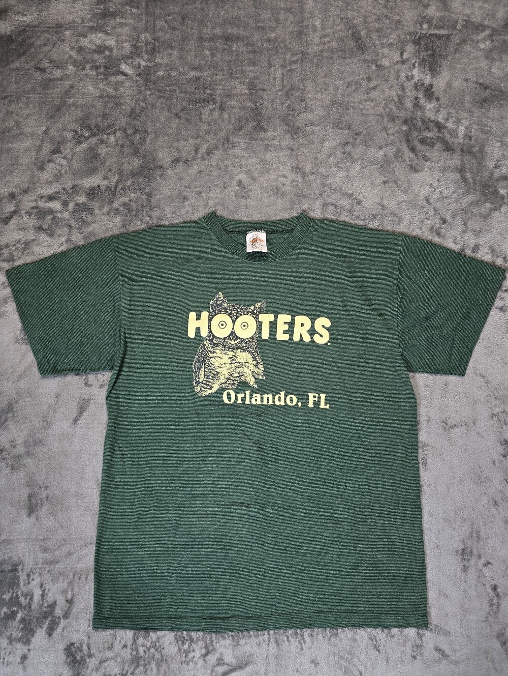 Vintage Hooters T Shirt Size XL Orlando Flordia Green Stripe